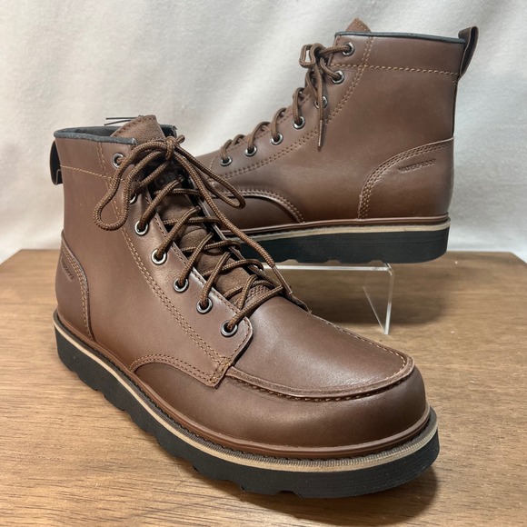 MISMATCHED Sorel Slabtown 62' Moc Waterproof Leather Boots Tobacco Black 10/10.5